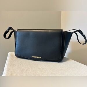 PEEK-A-BOO VEGAN LEATHER STROLLER CADDY IN BLACK